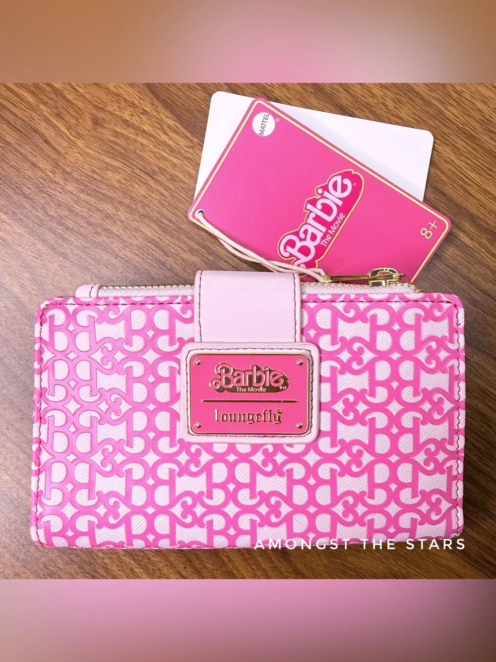Loungefly Barbie The Movie Pink & Gold Flamingo Shell Bi-Fold Zipper Wallet